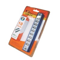 HUB Eksternal USB 2.0 10-Port 5V1A Transfer Data Daya Terbaik, Pembagi USB 10-in-1 untuk PC dan Laptop, Tersedia