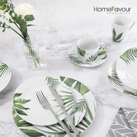 Vaisselle en feuille de palmier, assiettes, bols, service de vaisselle pour 4 personnes