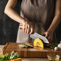Ensemble de couteaux de cuisine de haute qualité en acier allemand avec manche en bois rouge