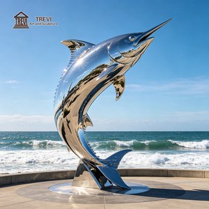 Escultura <span class=keywords><strong>de</strong></span> Pez <span class=keywords><strong>de</strong></span> Acero Inoxidable Grande para Jardín Exterior, Suministrada por el Fabricante TREVI, para Decoración <span class=keywords><strong>de</strong></span> Plazas Costeras - Product Image 2