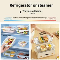 Boîte à lunch en verre à compartiments, compatible micro-ondes, en borosilicate haute résistance, hermétique avec grille d'aération pour la préparation des repas