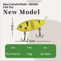 Nouvelle leurre artificielle colorée multi-sections, hameçon double, 5,8 g, 60 mm, pour achigan à gueule large