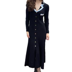 Suéter de Chambray Francés de Alta Calidad OEM, Colección Otoño Invierno, Bordado Personalizado, Manga Larga, Midi, Combinación Natural - Product Image 1