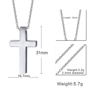 Collier pendentif croix simple et tendance, personnalisable en acier inoxydable, pour homme - Product Image 5