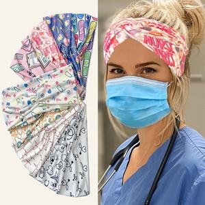 Fascia elastica da donna a torsione incrociata a testa larga annodata fascia elastica <span class=keywords><strong>per</strong></span> coda di cavallo sportiva <span class=keywords><strong>per</strong></span> <span class=keywords><strong>divise</strong></span> mediche da infermiere - Product Image 1