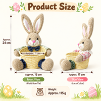 Panier de Pâques Lapin en Peluche, Porte-Oeufs en Plastique Tressé, Seau à Bonbons, Cadeau de Printemps, Organisateur de Rangement, Décoration de Chambre d'Enfant