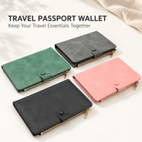Portefeuille de voyage en cuir PU avec logo personnalisé, porte-passeport, fenêtre d'identification, pochette à fermeture éclair pour pièces de monnaie, emplacements pour cartes SIM, organiseur pour hommes et femmes