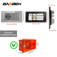 BAOBEN Panneau de prise italienne EU avec USB-C et USB-A, Module d'interrupteur DIY gris