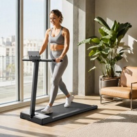 Tapis de marche compact sous le bureau, pliable, avec accoudoirs et télécommande, capacité 100 kg, pour fitness cardio en intérieur