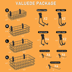 JH-Mech 헤비 듀티 슬랫월 훅 차고 수납 공간 절약형 U 및 J 훅 블랙 카본 스틸 슬랫월 액세서리 - Product Image 2
