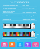 Hifing Wholesale Digital Pink 49 Keys Piano Hand Roll Piano Roll up Keyboard Piano