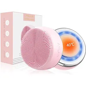Silicone Facial Cleansing Brush Red Blue LED Light Therapy Face Brush for Face Lifting Massage Cleanser