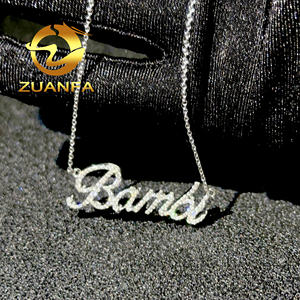 Joyería fina de moda para mujer, collar con nombre inicial de moissanita VVS chapado en oro de 18 quilates, collar con colgante de LETRA DE PLATA 925 personalizado - Product Image 5