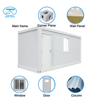 20 pieds pliable en acier conteneur de stockage maison modulaire site bureau quarts cuisine toilette maison mobile panneau sandwich
