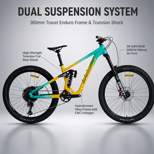 Bicicleta de Montaña Enduro con Suspensión Completa, <span class=keywords><strong>MTB</strong></span> de 27.5 Pulgadas, Horquilla de Aire con Recorrido de 160 mm, Frenos Hidráulicos SLX de 12 Velocidades - Product Image 3