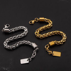 Pulsera de Cadena Gruesa de Acero Inoxidable Chapada en Oro para Hombre, Diseño Geométrico, Joyería de Moda - Product Image 4