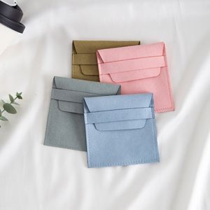 Pochette carrée en microfibre de velours pour bijoux, avec rabat, anti-poussière, pour bagues et colliers, emballage général - Product Image 4