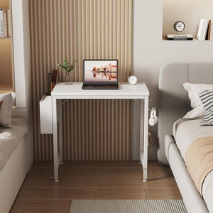 Bàn <span class=keywords><strong>mini</strong></span> phong cách hiện đại đơn giản 24 inch cho trẻ em gái thiết kế màu trắng bền với túi lưu trữ & Móc tai nghe cho phòng ngủ nhỏ - Product Image 3