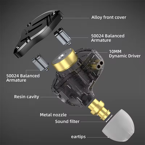 Écouteurs intra-auriculaires <span class=keywords><strong>KZ</strong></span> <span class=keywords><strong>ZS10</strong></span> PRO X, moniteur 1BA+1DD dynamique, détachable, 2 broches, course à pied, sport, interface 3,5 mm, HIFI, basses, IPX4, filaire - Product Image 4
