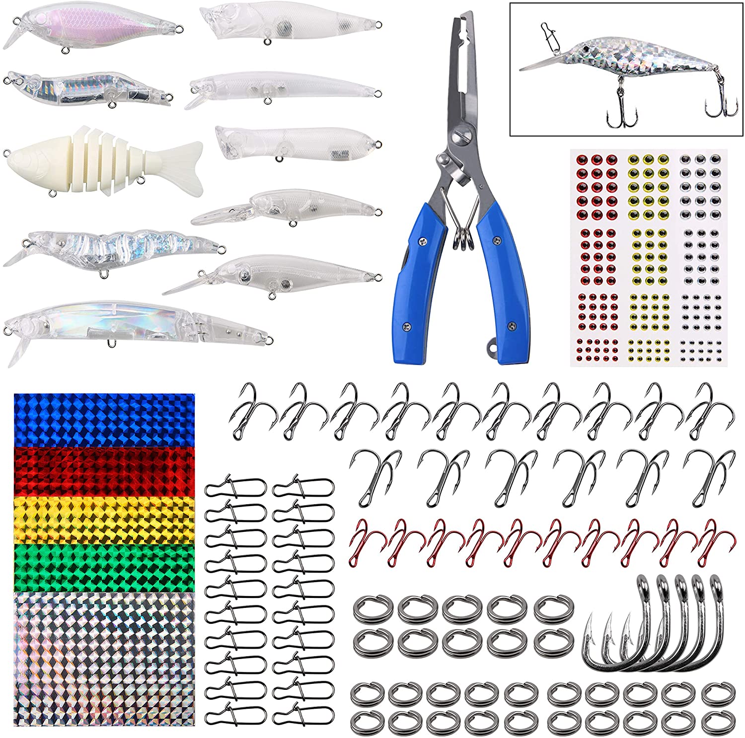 280PCS Unpainted Fishing Lure Making Kit - DIY Crankbaits
