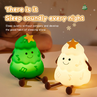 Veilleuse LED en silicone en forme de sapin de Noël, rechargeable par USB, à commande tactile, intensité réglable, blanc chaud, pour chambre d'enfant, décoration de Noël, cadeau