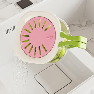 Panier de lavage pour fruits et légumes, mignon, avec filtre à eau, en plastique, efficace, pour égoutter la vaisselle de cuisine, avec couvercle - Product Image 2