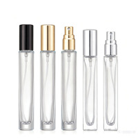 Botol Parfum Kaca Mini Persegi Panjang Transparan Desain Baru Grosir, Tutup Datar Mewah, Nosel Kustom