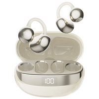 Écouteurs Bluetooth à clip d'oreille pour fille, étanches 52 heures, contrôle tactile, suppression du bruit, vente en gros fabricant, couleur argent