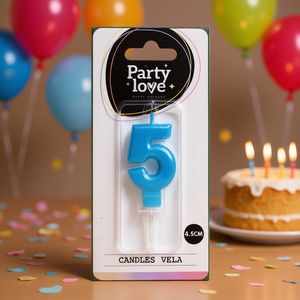 Candela Blu Numero 5 per Feste, Candele di Compleanno da 4,5 Cm, Vela - Product Image 3