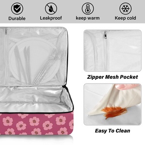 Bolsa Térmica Personalizada Aloha con Estampado <span class=keywords><strong>de</strong></span> Flor Hau Rosa, Porta Picnic Portátil, Bolsa Aislante Hawaiana para Ollas y Cazuelas - Product Image 4