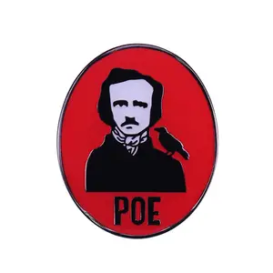 Grote Dichter Edgar Allan Poe Pins Steeds Meer Raven Broche Gotische Horror Literatuur Boekenwurm Cadeau