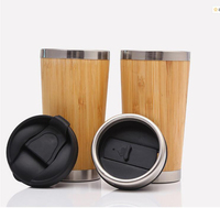 Tasse à café réutilisable personnalisée de 16oz 450ml avec tasse thermos en acier inoxydable de coquille de bambou