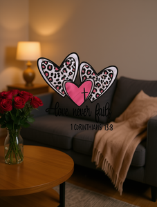 T-shirt da donna per San Valentino con stampa di cuori leopardati, manica corta, casual, girocollo, in cotone traspirante - Product Image 2