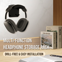 Support mural adhésif sans perçage réglable en ABS pour microphone, casque et écouteurs de jeu