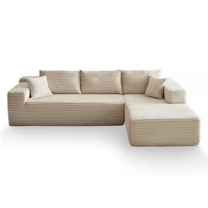Sofá Moderno <span class=keywords><strong>en</strong></span> Forma de L de Tela, de <span class=keywords><strong>Tres</strong></span> Plazas, Convertible, Extensible, Relleno de Esponja sin Estructura, Diseño de Lujo Comprimido para Sala de Estar - Product Image 5