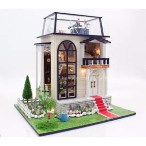 Casa de Muñecas <span class=keywords><strong>en</strong></span> Miniatura con Diseño Nuevo, Iluminación y Muebles, Hecha a Mano con Luz y Herramientas, Manualidades de <span class=keywords><strong>Madera</strong></span> de Balsa - Product Image 1