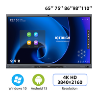 55 65 75 86 pouces double système 4K doigt Multi tactile interactif panneau intelligent tableaux blancs stylo pour l'enseignement des écoles