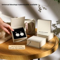 Boîte à bijoux personnalisée en papier imprimé pour mariage, emballage cadeau pour boucles d'oreilles et bagues avec doublure en velours doux pour la protection des bijoux, vente en gros