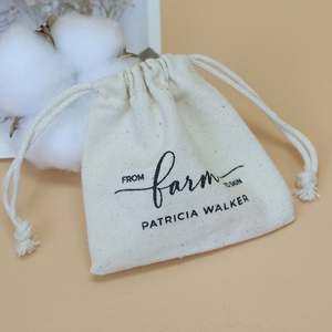 Sac à cordon en coton muslin avec logo personnalisé ECO-fri, pochette cosmétique pour le rangement des cosmétiques - Product Image 6