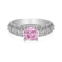 Dylam hypoallergénique 925 argent sterling carré rose bleu saphir bague anniversaire fiançailles Cz Zircon anneaux de mariage pour les femmes