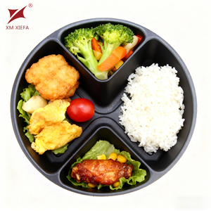 8in <b>Disposable</b> Plastic Food Box Take Away Food Container 4 Compartment Round Lunch Box Bento Box with <b>Lid</b> - Product Image 1