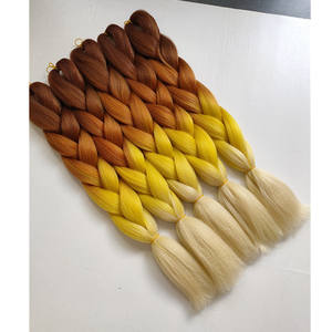 Nouvelles extensions de <span class=keywords><strong>cheveux</strong></span> synthétiques à haute température pour tresses au crochet, style Kinky Straight, 5 tons, tresses jumbo - Product Image 4