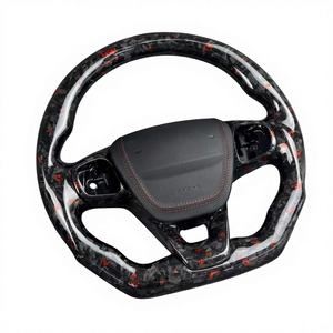 พวงมาลัยหนังคาร์บอนไฟเบอร์ปลอมแปลงสไตล์สปอร์ตสำหรับ <span class=keywords><strong>Ford</strong></span> Fusion <span class=keywords><strong>Focus</strong></span> RS <span class=keywords><strong>MK2</strong></span>/MK3สีแดง2014 2016 2018ออกแบบได้ตามต้องการ - Product Image 3