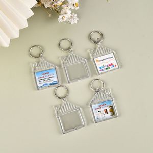 Real Estate Ad DIY Frames Clear Plastic Keyring Insert Picture Transparent Acrylic Key Chain Photos Frame Plastic House Keychain