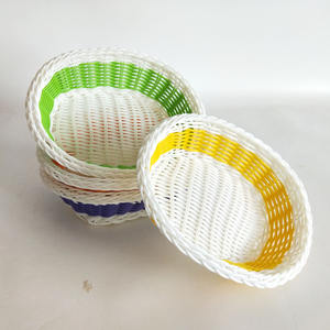 Panier de rangement tissé à la main, rond, multicolore, conteneur alimentaire pour la maison, panier à collations pour bureau - Product Image 1