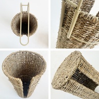Porte-serviettes en papier tressé en jonc de mer, support de rouleau de comptoir rustique bohème, support vertical en rotin naturel pour rouleau de cuisine