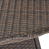 Table de salle à manger ovale en rotin PE résistant aux intempéries pour bord de piscine, avec plateau en verre, table de patio en osier pour repas de loisirs en extérieur