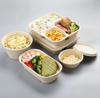 Barquettes alimentaires jetables en pulpe de canne à sucre sans BPA, micro-ondables, multi-compartiments avec couvercles, contenants biodégradables pour repas à emporter