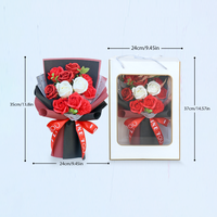Bouquet de fleurs artificielles de qualité supérieure au toucher réel, roses en savon artisanales, eucalyptus parfumé, bouquets de mariage et de Noël pour la mariée