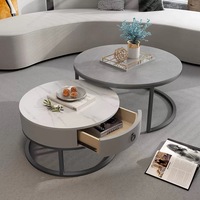 Salon nordique Table basse en marbre maison Table centrale circulaire jambe en métal appartement Villa meubles de bureau